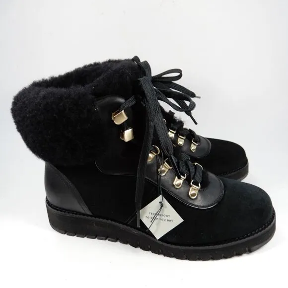 Cole Haan ZEROGRAND Explore Upstate Shearling Hiking Boot 6 Black Waterproof NEW