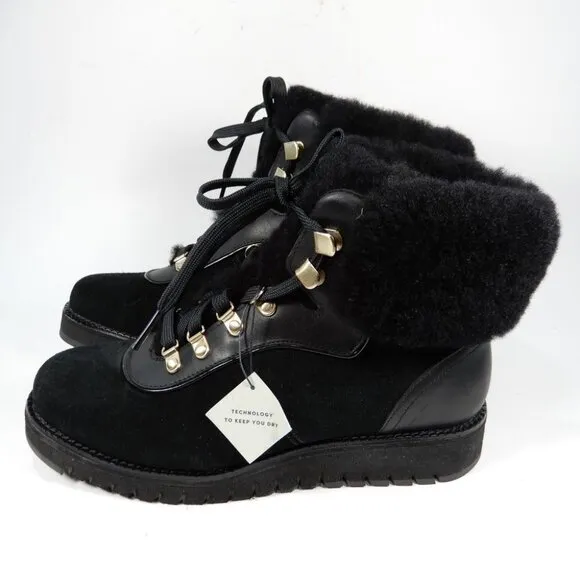 Cole Haan ZEROGRAND Explore Upstate Shearling Hiking Boot 6 Black Waterproof NEW