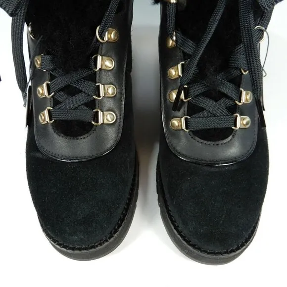 Cole Haan ZEROGRAND Explore Upstate Shearling Hiking Boot 6 Black Waterproof NEW