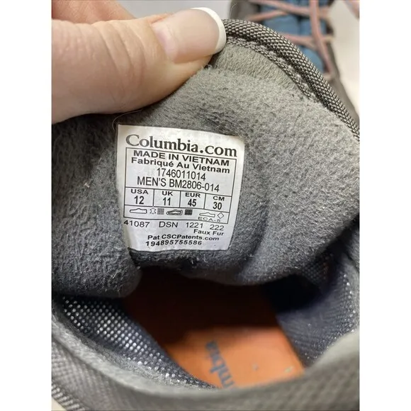 Columbia Fairbanks Omni-Heat Mens Waterproof Winter Boot Graphite Blue  12
