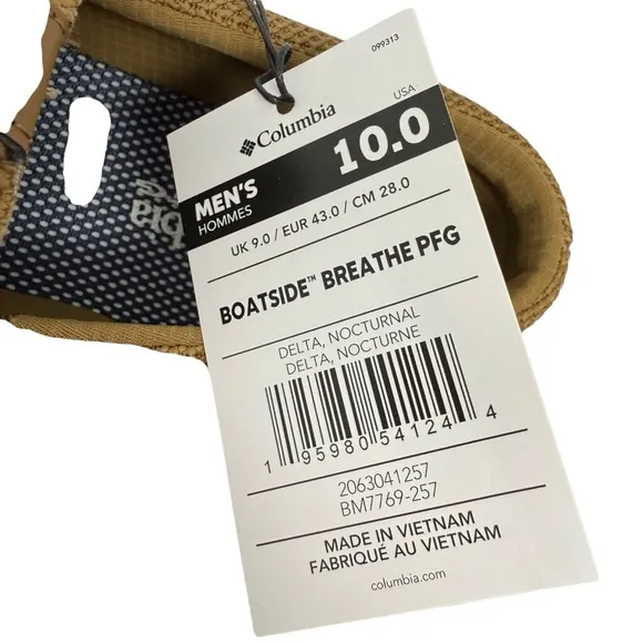 Columbia Men’s Size 10 Boatside Breathe PFG Boat Shoes Delta Nocturnal New