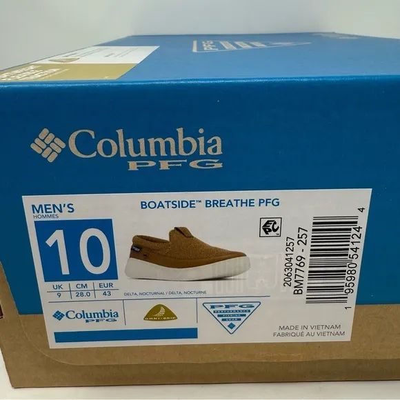 Columbia Men’s Size 10 Boatside Breathe PFG Boat Shoes Delta Nocturnal New