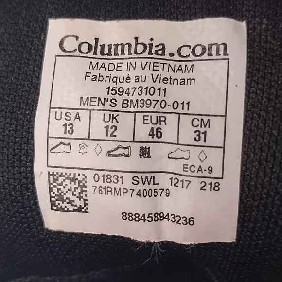 Columbia Newton Ridge Plus II WP Hiking Boots #1594731011 Black Men US 13