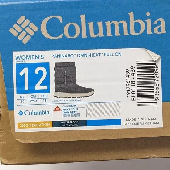 Columbia Paninaro Insulated Winter Boots, Grey, Women's 12 M