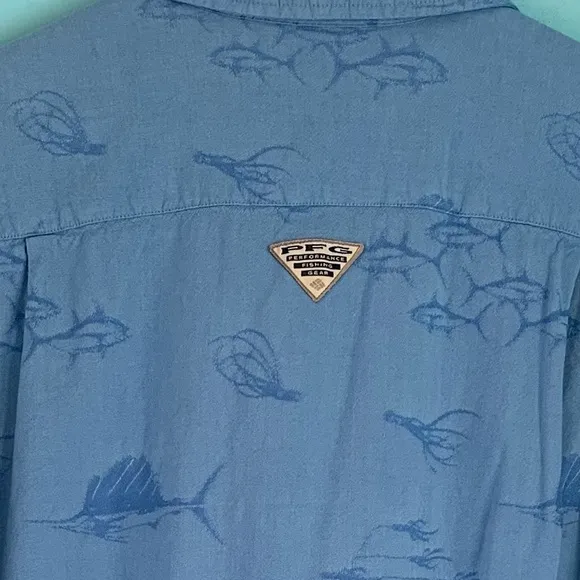 Columbia PFG Mens Sailfish Maui Button Down Short Sleeve Fishing Camp Shirt M