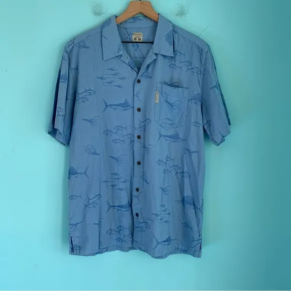 Columbia PFG Mens Sailfish Maui Button Down Short Sleeve Fishing Camp Shirt M