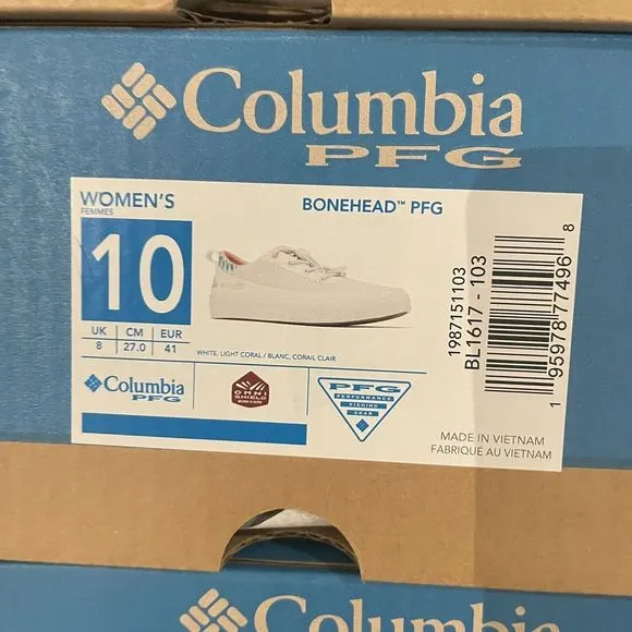 Columbia Women Sneaker Size 10 White Coral PFG Bonehead Water Boat Shoes NWB