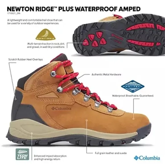 Columbia Women's Newton Ridge Plus Waterproof Amped Hiking Boots - 7.5 Wide