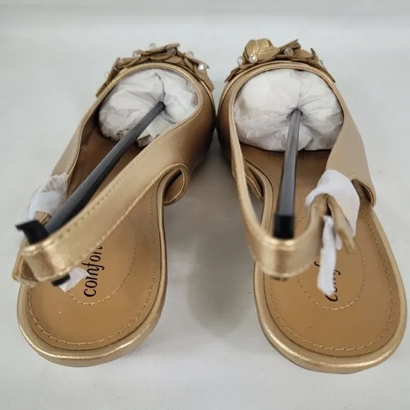 COMFORTVIEW Women's Dressy Gold Floral Slingback Comfort Pumps Shoes NIB Sz 10M