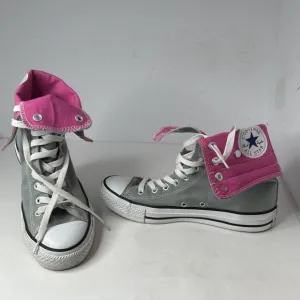 Converse All Star Chuck Taylor Hi Fold Down Snap Gray Pink Womens 9 Mens 7