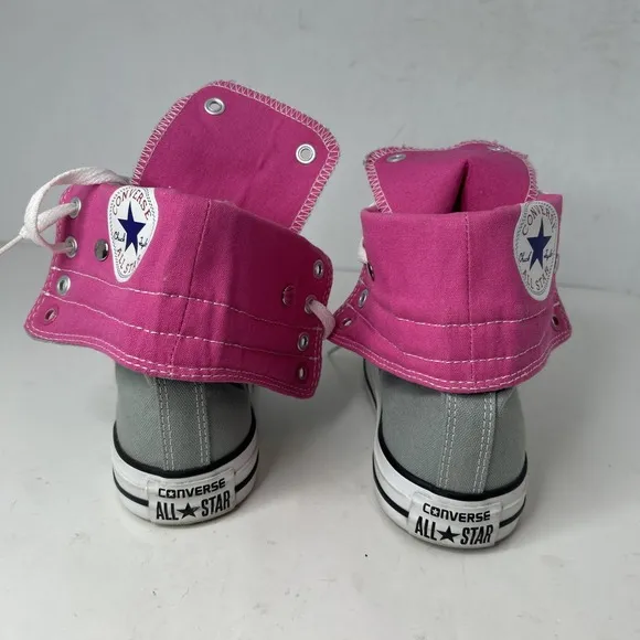 Converse All Star Chuck Taylor Hi Fold Down Snap Gray Pink Womens 9 Mens 7