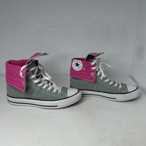 Converse All Star Chuck Taylor Hi Fold Down Snap Gray Pink Womens 9 Mens 7