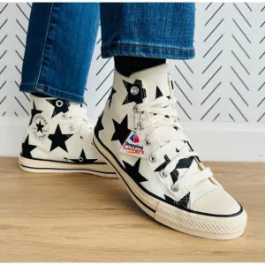 ⭐Converse Chuck Taylor All Star Hi Large Stars 9 Women Shoes Beige Retro A09898F