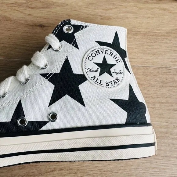 ⭐Converse Chuck Taylor All Star Hi Large Stars 9 Women Shoes Beige Retro A09898F