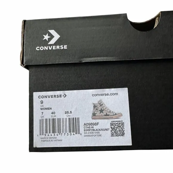 ⭐Converse Chuck Taylor All Star Hi Large Stars 9 Women Shoes Beige Retro A09898F