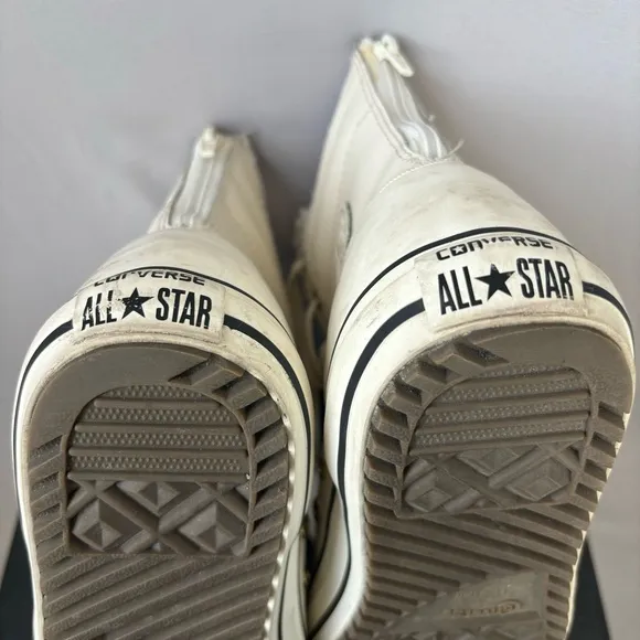 Converse Chuck Taylor All-Star HI Rise Boot Leather Fur Parchment Sneaker 6 Y