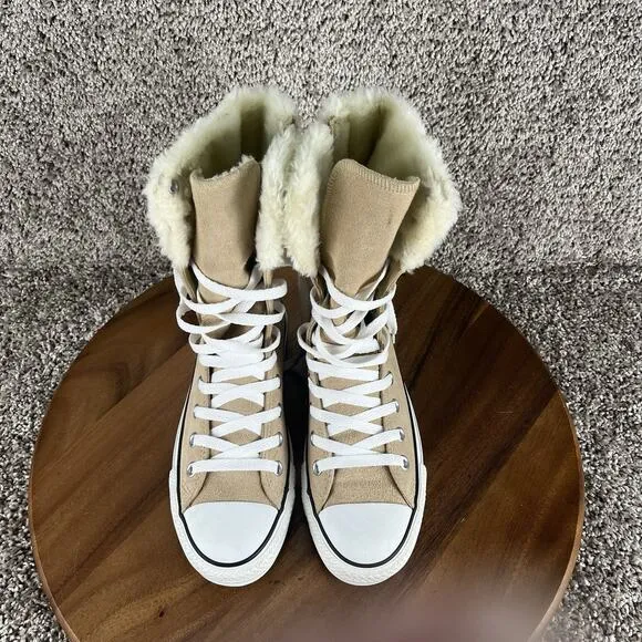 Converse Chuck Taylor Women's Size 7 / Men's 5 Sneakers Fur Cuff Tan Suede Shoes