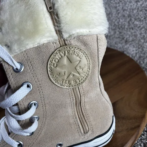 Converse Chuck Taylor Women's Size 7 / Men's 5 Sneakers Fur Cuff Tan Suede Shoes