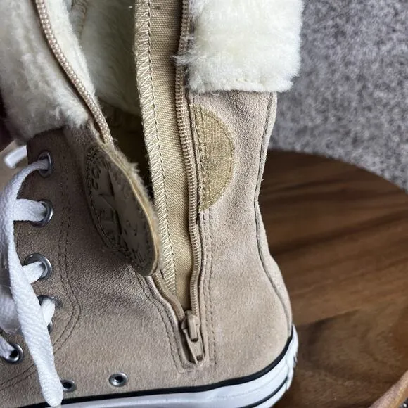Converse Chuck Taylor Women's Size 7 / Men's 5 Sneakers Fur Cuff Tan Suede Shoes