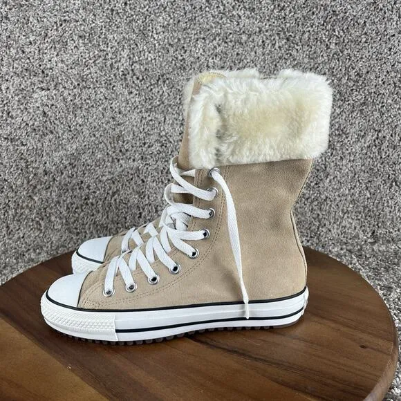 Converse Chuck Taylor Women's Size 7 / Men's 5 Sneakers Fur Cuff Tan Suede Shoes