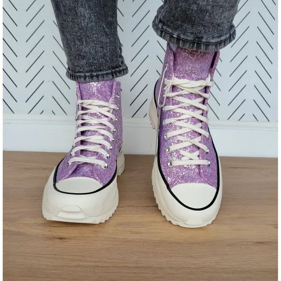 ⭐Converse Run Star Hike Hi Women Shoes Sz 11 Purple Glitter Platform A10096C New