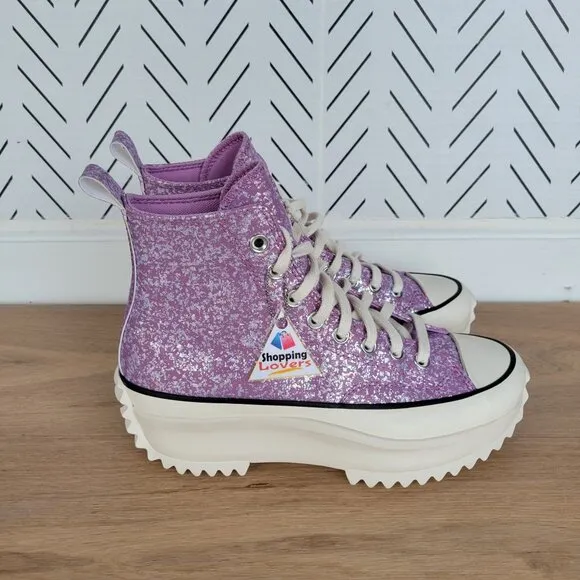 ⭐Converse Run Star Hike Hi Women Shoes Sz 11 Purple Glitter Platform A10096C New