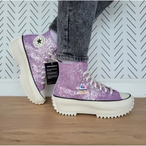 ⭐Converse Run Star Hike Hi Women Shoes Sz 11 Purple Glitter Platform A10096C New