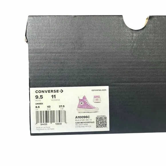 ⭐Converse Run Star Hike Hi Women Shoes Sz 11 Purple Glitter Platform A10096C New