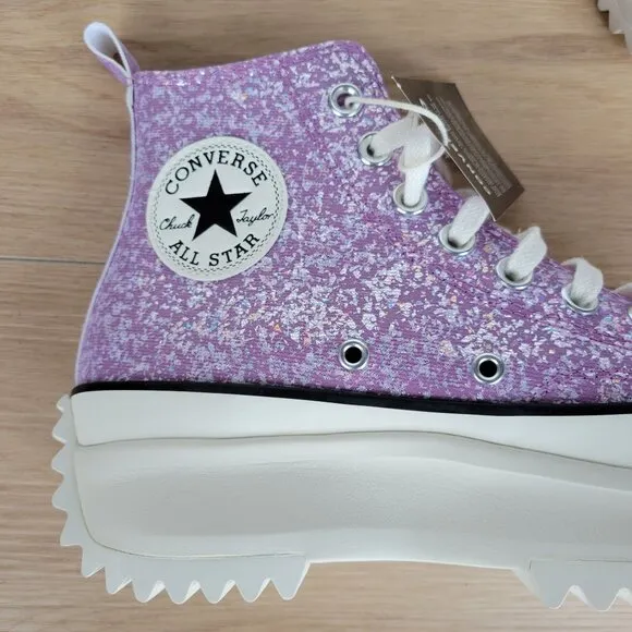 ⭐Converse Run Star Hike Hi Women Shoes Sz 11 Purple Glitter Platform A10096C New