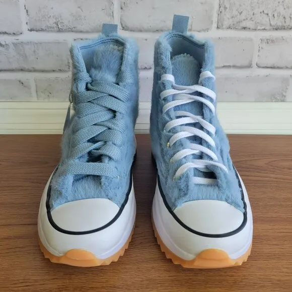 ❤️❤️❤️Converse Run Star Hike Platform Hi Faux Fur Sz 6.5 Men Shoes Blue A13381C