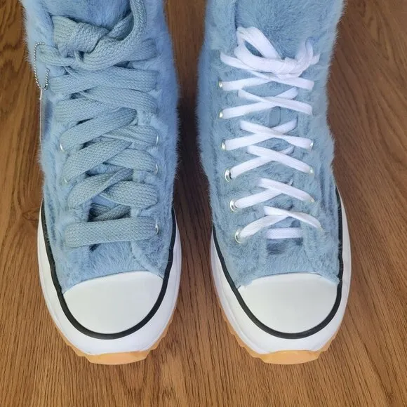❤️❤️❤️Converse Run Star Hike Platform Hi Faux Fur Sz 8 Men Shoes Blue A13381C