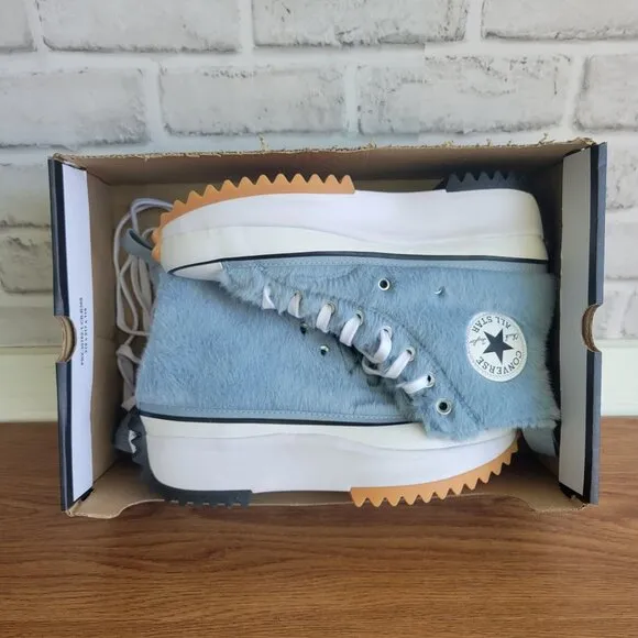 ❤️❤️❤️Converse Run Star Hike Platform Hi Faux Fur Sz 8 Women Shoes Blue A13381C