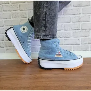 ❤️❤️❤️Converse Run Star Hike Platform Hi Faux Fur Sz 8 Women Shoes Blue A13381C