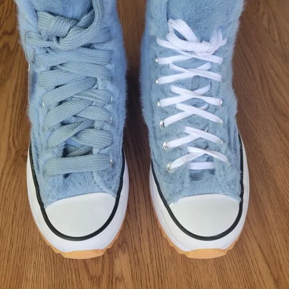 ❤️❤️❤️Converse Run Star Hike Platform Hi Faux Fur Sz 8 Women Shoes Blue A13381C