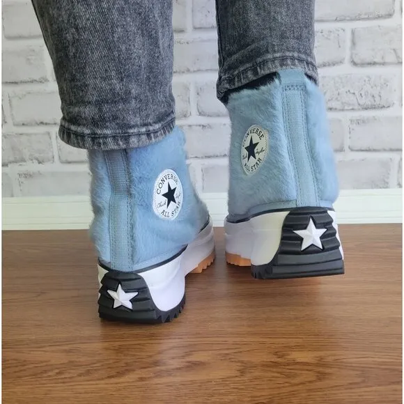 ❤️❤️❤️Converse Run Star Hike Platform Hi Faux Fur Sz 8 Women Shoes Blue A13381C