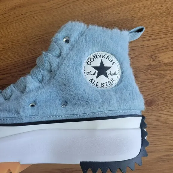 ❤️❤️❤️Converse Run Star Hike Platform Hi Faux Fur Sz 9 Men's Shoes Blue A13381C