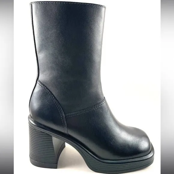 COPY - Steve Madden Fantsie Womens LeatherSquare Toe Mid-Calf Boots Black