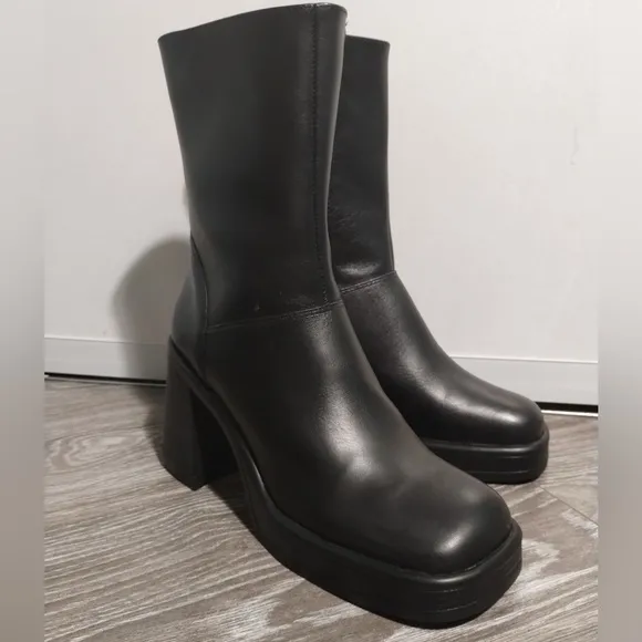COPY - Steve Madden Fantsie Womens LeatherSquare Toe Mid-Calf Boots Black