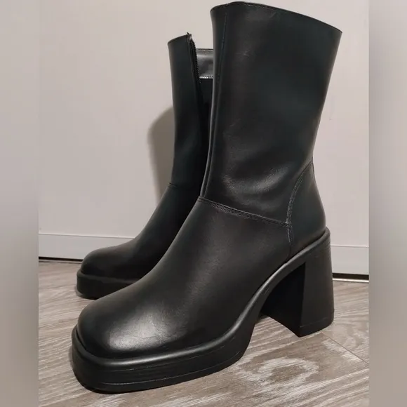 COPY - Steve Madden Fantsie Womens LeatherSquare Toe Mid-Calf Boots Black