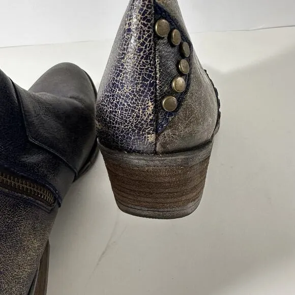 Corral Circle G Ankle Boots Womens 8.5 Purple Brown Star Inlay Studded Leather