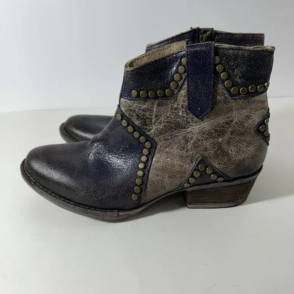 Corral Circle G Ankle Boots Womens 8.5 Purple Brown Star Inlay Studded Leather