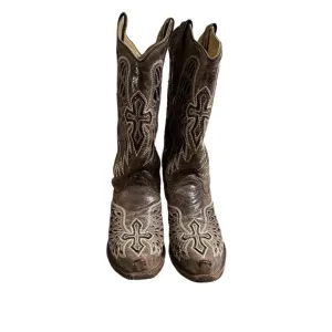 Corral Women’s Sequin Wing &amp; Cross Inlay Western Boot - Snip toe