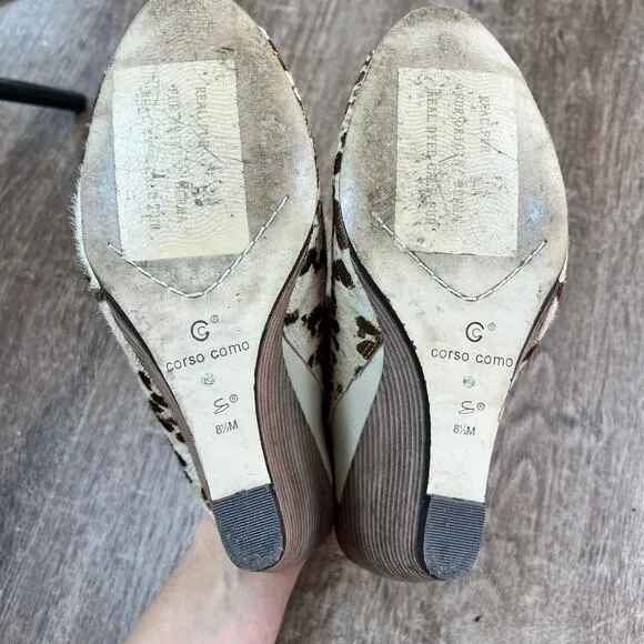 Corso Como Dyed Real Calf Fur Wedge Shoes