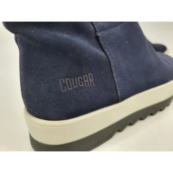 Cougar Blue Waterproof Vail Suede Faux Fur Blue Platform boots 7