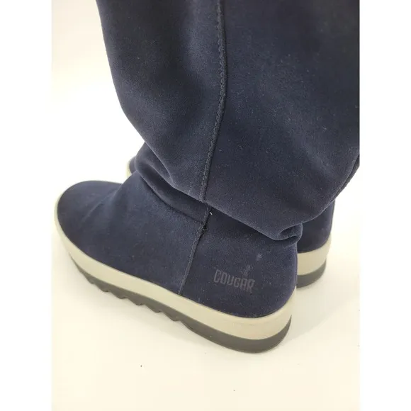 Cougar Blue Waterproof Vail Suede Faux Fur Blue Platform boots 7