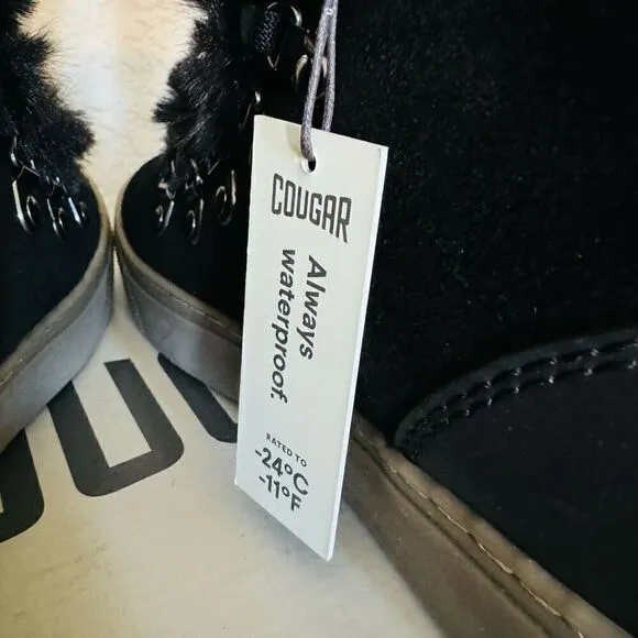 Cougar Daniel Faux Fur Trim Waterproof Arctic Boot Bootie, Black, Size 8, NWT