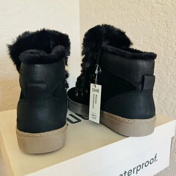 Cougar Daniel Faux Fur Trim Waterproof Arctic Boot Bootie, Black, Size 8, NWT