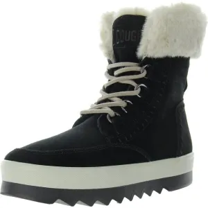 Cougar Womens Vanetta Black-Ivory Suede Lugged Sole Hiking Boots Shoes New