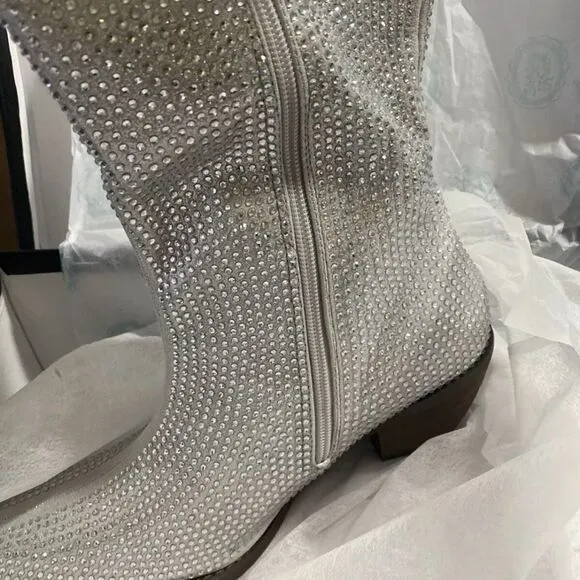Cowgirl Boots Western Ranch Rodeo 2” Heel Over The Knee Rhinestone New