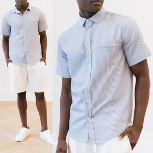 Cozy Earth Men's XXL Coastal Comfort Short Sleeve Button Down Shirt Linen $150